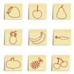 Sketched Fruit on Sticky Labels